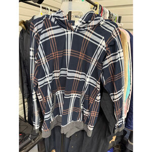 Women's Lildy Plaid Hoodie L-XL Navy Brown